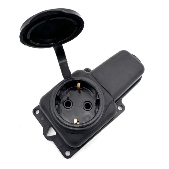 Розетка штепсельная Svet одинарная с заземлением IP44 настенная черная