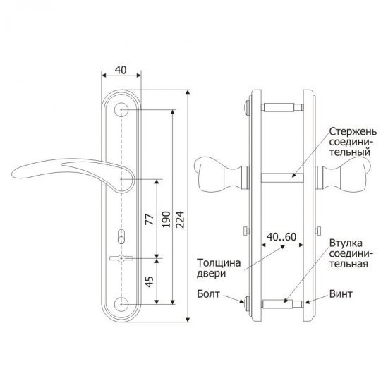 Ручка дверная входная на планке 4131 Вега черный муар