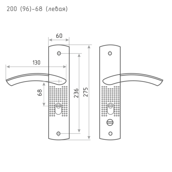 Ручка дверная межкомнатная на планке левая матовый никель