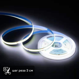 Светодиодная лента Apeyron LED COB 24В 10 мм 5м 14 Вт/м 60диод/м 1200 лм/м 6500 К холодный белый свет