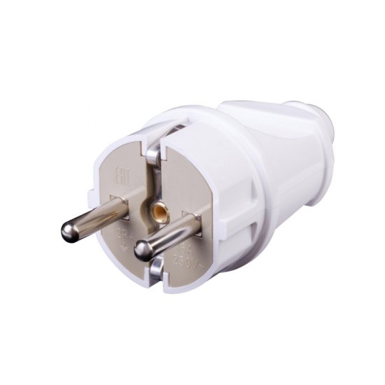 Вилка прямая с заземлением 16 А 250 В Duwi белая (30465 4)