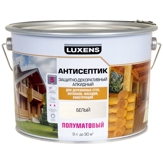 Антисептик алкидный Luxens полуматовый белый 9 л