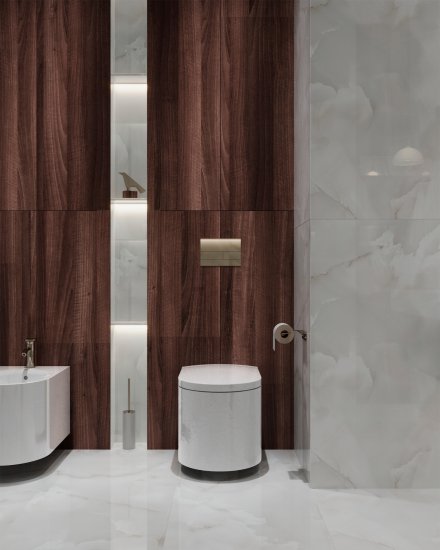 Глазурованный керамогранит Arcadia Ceramica Onyx White Cloud 60x120 см 1.44 м² глянцевый цвет светло-серый