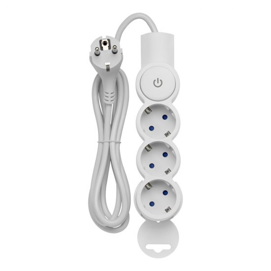 Удлинитель Düwi 3 розетки 2 м ПВС 3х0,75 кв.мм 10 А 2,2 кВт с кнопкой белый (32007 6)