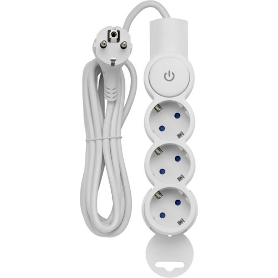 Удлинитель Düwi 3 розетки 3 м ПВС 3х0,75 кв.мм 10 А 2,2 кВт с кнопкой белый (32008 3)