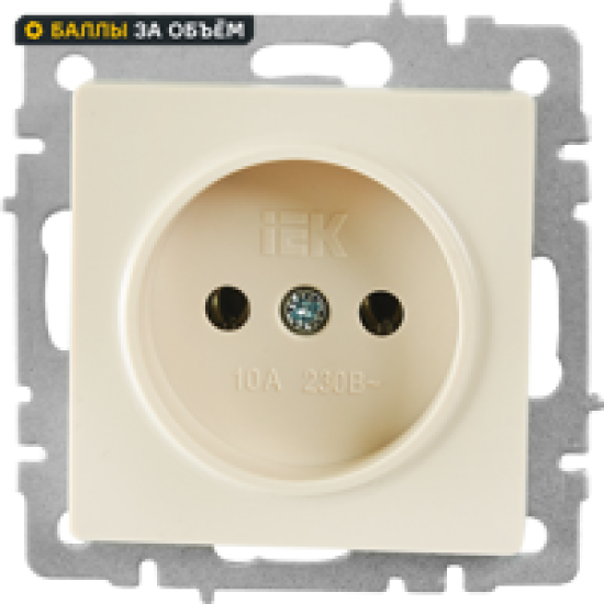 Розетка встраиваемая IEK Brite РС10-1-0-БрКр без заземления цвет бежевый