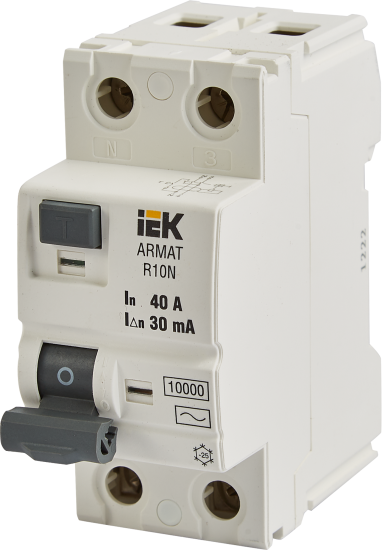 Дифференциальный автомат IEK ВДТ R10N 2P C40 А 30 мА 10 кА AC AR-R10N-2-040C030