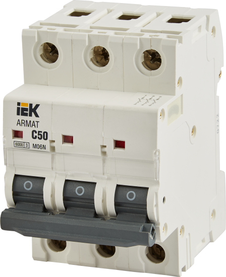 Автоматический выключатель IEK Armat M06N 3P C50 А 6 кА