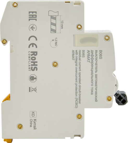 Дифференциальный автомат IEK Armat АВДТ B06S 1P C16 А 30 мА 6 кА AC AR-B06S-1N-C16C030