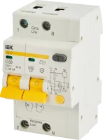 Дифференциальный автомат IEK АД12 2P C63 А 100 мА 4.5 кА AC MAD10-2-063-C-100