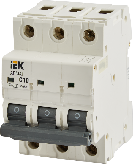 Автоматический выключатель IEK Armat M06N 3P C10 А 6 кА