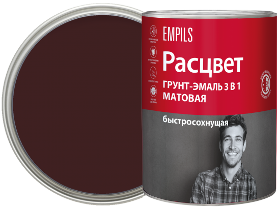 Грунт-эмаль по ржавчине 3 в 1 Расцвет быстросохнущая цвет шоколадный 0.9 кг