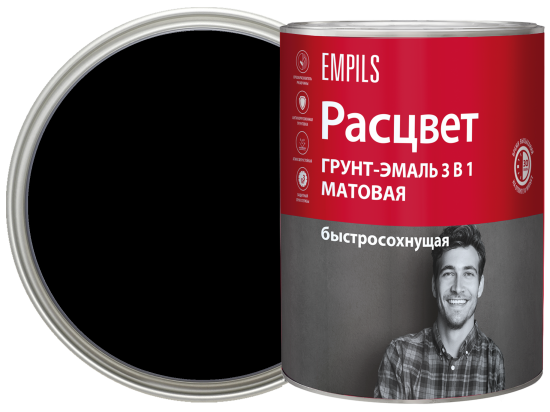 Грунт-эмаль по ржавчине 3 в 1 Расцвет быстросохнущая цвет черный 0.9 кг