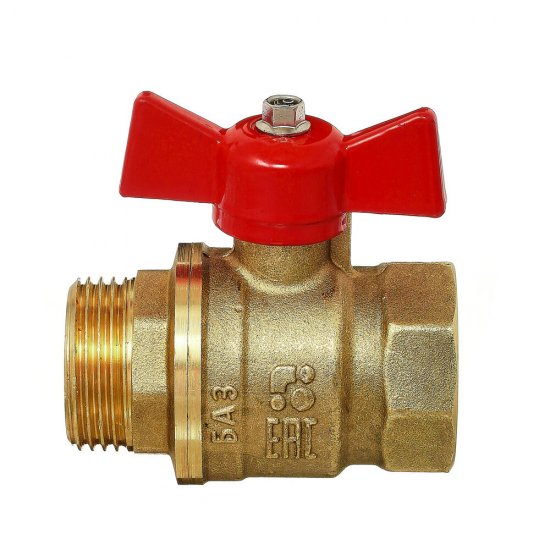 Кран шаровой латунный БАЗ Standart 3/4 ВР(г) х 3/4 НР(ш) проходной бабочка прямой (БАЗ.А31.1.20.40)
