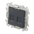 Розетка компьютерная Simon 24 Harmonie встраиваемая графит 2хRJ45 (2450593-038)