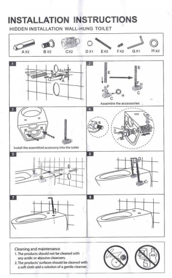 Набор крепежа для скрытого монтажа подвесного унитаза SKR_KR