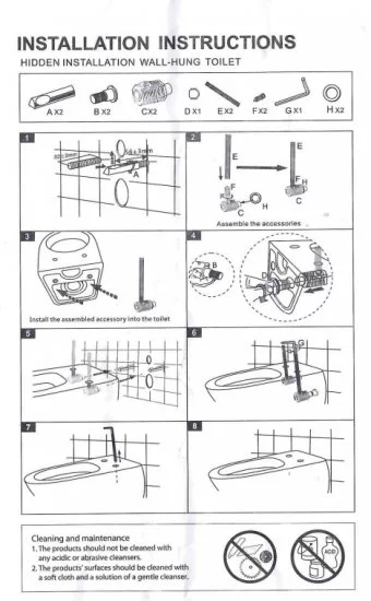 Набор крепежа для скрытого монтажа подвесного унитаза SKR_KR