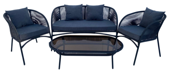 Набор садовой мебели Lazuno Lara ротанг черный стол диван и 2 кресла