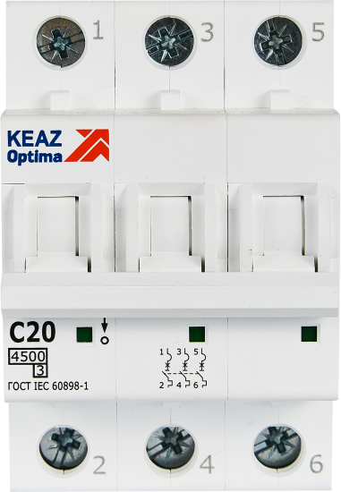 Автоматический выключатель КЭАЗ Opti Din BM63 3P C20 А 4.5 кА
