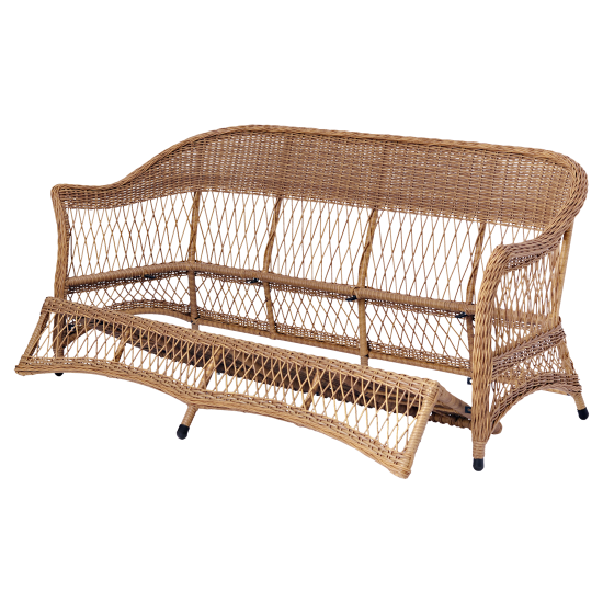 Набор садовой мебели для обеда с подушками Madina искусственный ротанг желтый диван стол и 2 кресла