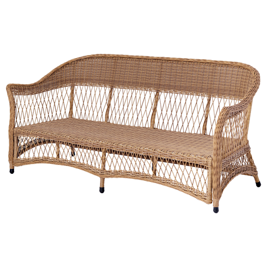 Набор садовой мебели для обеда с подушками Madina искусственный ротанг желтый диван стол и 2 кресла