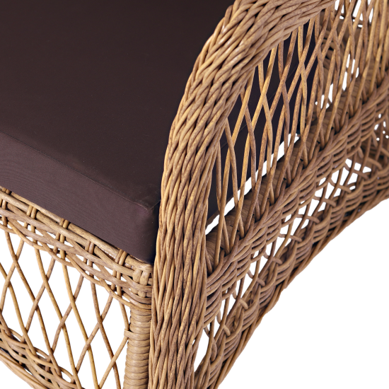 Набор садовой мебели для обеда с подушками Madina искусственный ротанг желтый диван стол и 2 кресла