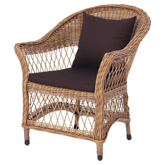 Набор садовой мебели для обеда с подушками Madina искусственный ротанг желтый диван стол и 2 кресла