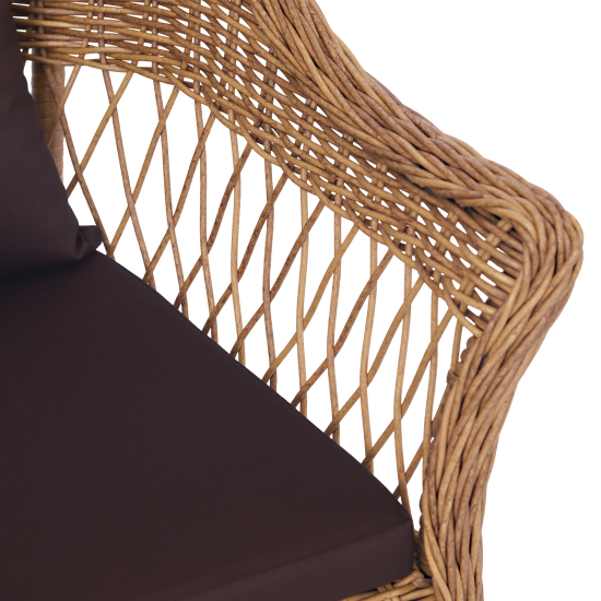 Набор садовой мебели для обеда с подушками Madina искусственный ротанг желтый диван стол и 2 кресла