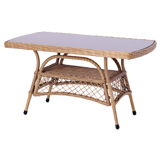 Набор садовой мебели для обеда с подушками Madina искусственный ротанг желтый диван стол и 2 кресла