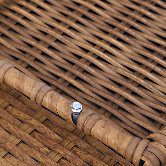 Набор садовой мебели для обеда с подушками Madina искусственный ротанг желтый диван стол и 2 кресла