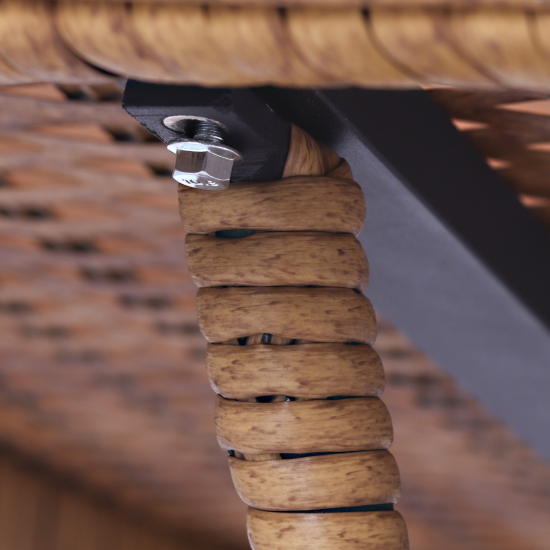 Набор садовой мебели для обеда с подушками Madina искусственный ротанг желтый диван стол и 2 кресла