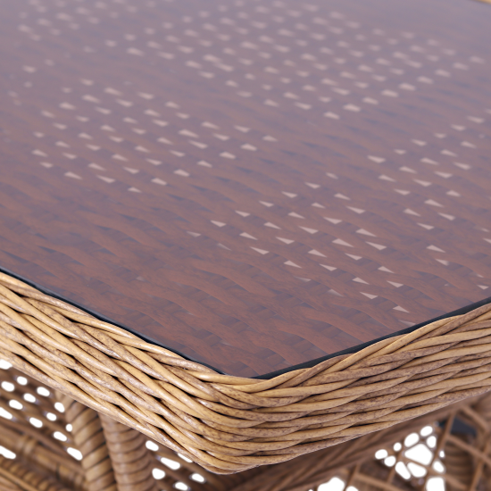 Набор садовой мебели для обеда с подушками Madina искусственный ротанг желтый диван стол и 2 кресла