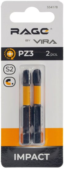 Бита ударная магнитная Rage 554178 PZ3x50 мм, 2 шт.