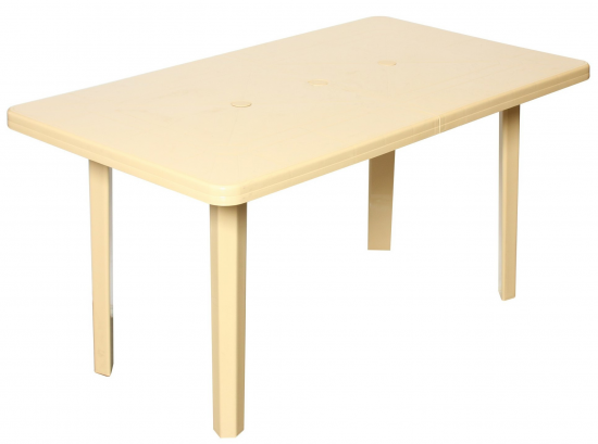 Стол садовый прямоугольный 140x80x71 см пластик бежевый
