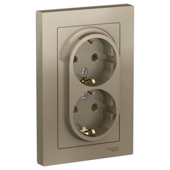Розетка Systeme Electric AtlasDesign встраиваемая шампань (ATN000524)