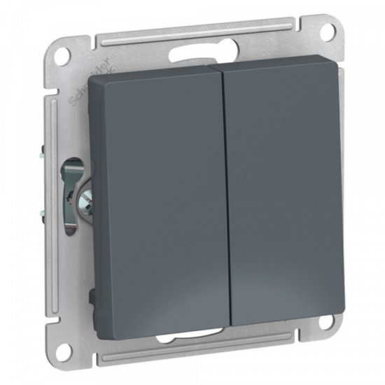 Переключатель Systeme Electric AtlasDesign двухклавишный встраиваемый грифель (ATN000765)