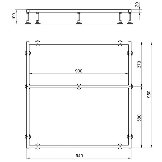 Каркас для поддона Good Door Strong металл 100х100х10 см квадрат (КП00074)