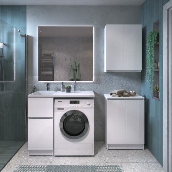 Шкаф для стиральной машины Терни KONSENSA 60x80 см навесной цвет белый