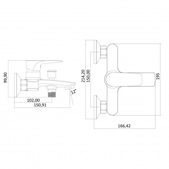 Смеситель для ванны Damixa Willow 211000000LM однорычажный цвет хром