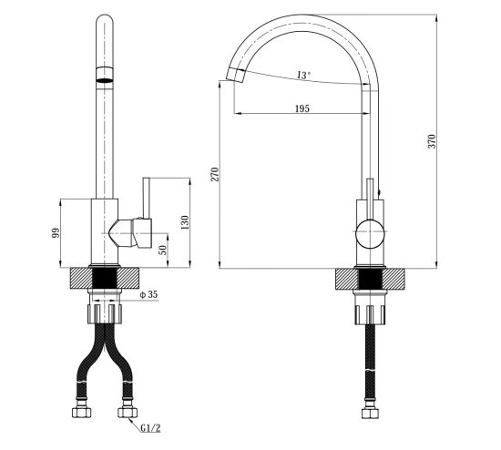 Смеситель для кухни Esko Modena MD519 общая высота 37 см цвет хром