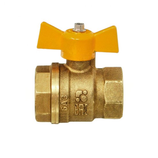 Кран шаровой газовый БАЗ 1/2 ВР(г) х 1/2 ВР(г) бабочка (БАЗ.А10.1.15.40)