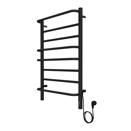 Полотенцесушитель электрический Equation 500x850 мм 125 Вт с терморегулятором лесенка цвет черный