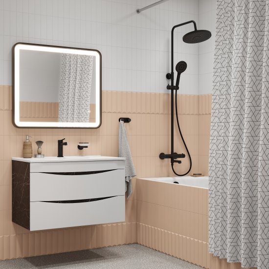 Душевая система Iddis Odda ODDBLTHi06 с термостатом 5 режимов цвет черный матовый