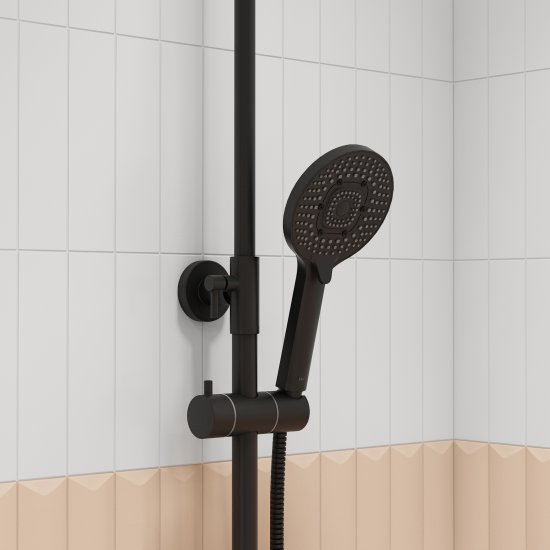 Душевая система Iddis Odda ODDBLTHi06 с термостатом 5 режимов цвет черный матовый