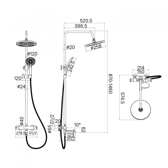 Душевая система Iddis Odda ODDBLTHi06 с термостатом 5 режимов цвет черный матовый