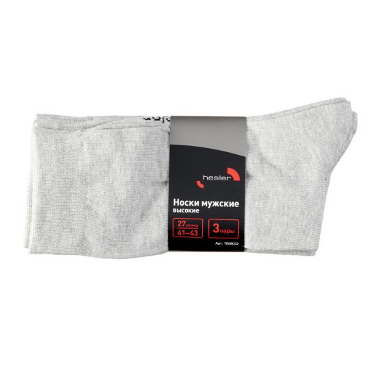 Носки мужские Hesler гребенная пряжа 41-43 серые (3 пары)