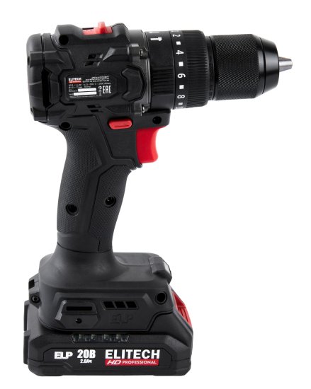 Дрель-шуруповерт аккумуляторная ударная бесщеточная Elitech HD CD20ISL2 E2201.041.01, 20 В Li-ion 2x2 Ач