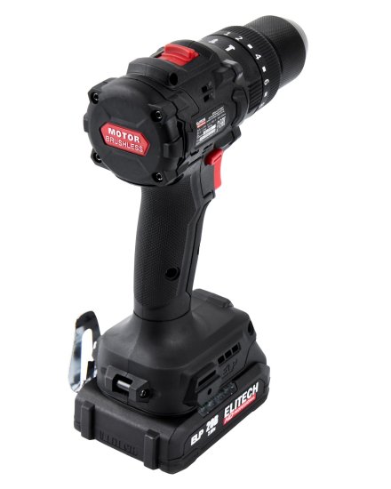 Дрель-шуруповерт аккумуляторная ударная бесщеточная Elitech HD CD20ISL2 E2201.041.01, 20 В Li-ion 2x2 Ач