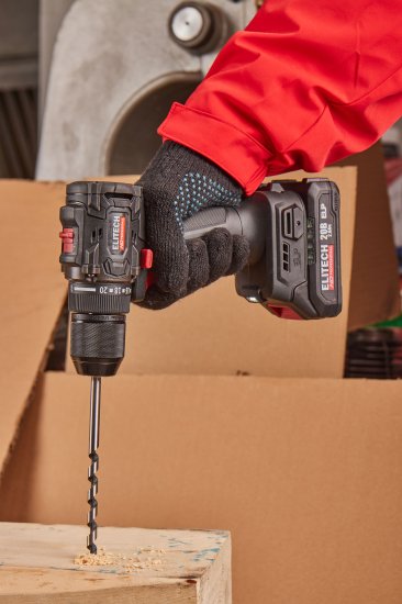 Дрель-шуруповерт аккумуляторная ударная бесщеточная Elitech HD CD20ISL2 E2201.041.01, 20 В Li-ion 2x2 Ач