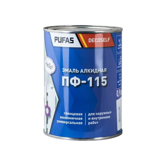Эмаль Pufas ПФ-115 вишневая Decoself (0,9кг=0,67л)